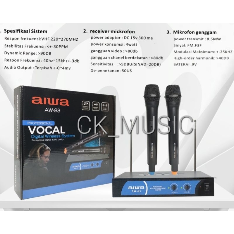 MIC WIRELESS AIWA AW83 ,MICROPHONE WIRELESS AIWA AW 83 ,MIC AIWA 83 ,AIWA AW-83