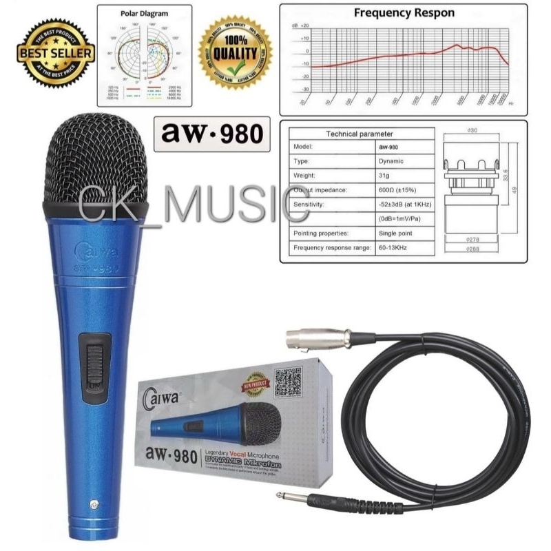MIC KABEL AIWA AW980 ,MICROPHONE AIWA AW 980 ,MIC BESI AIWA ,MIC CAIWA AW ,MIC AIWA