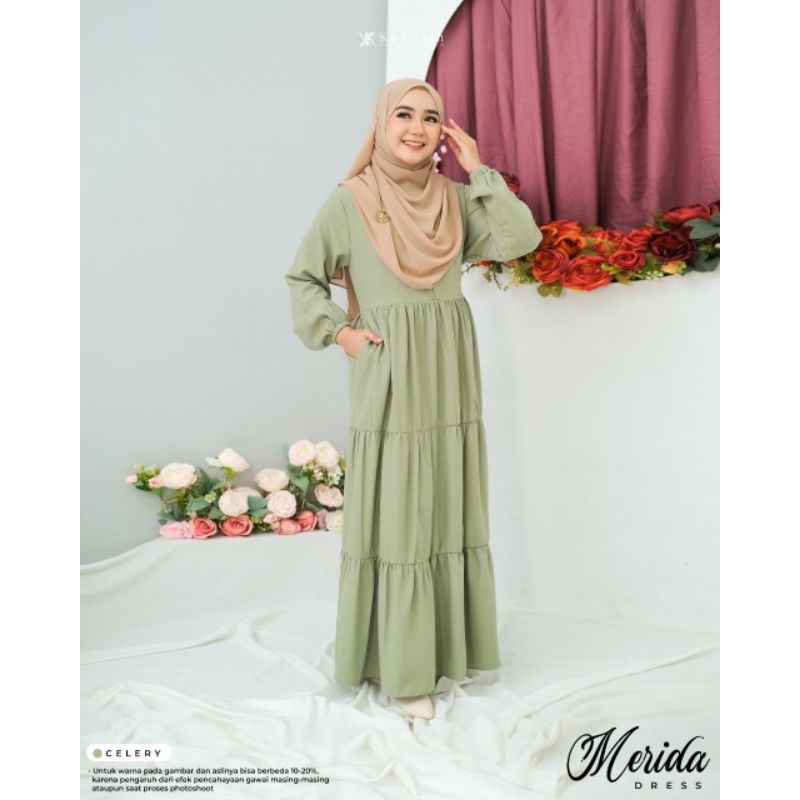 MERIDA DRESS Warna Celery Gamis Dewasa by Kukasih Ready Stock