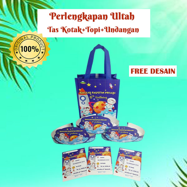 

Tas Ultah Kotak Plus Topi Plus Undangan Custom Tema / Paket Ulang Tahun