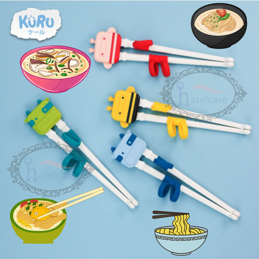 [HAZELCARE] KURU Kids Learning Chop stick Chopstick - Sumpit Belajar Bayi Anak Premium