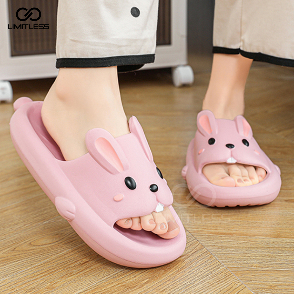 Sandal Selop Kelinci Wanita Casual BUNNY Korean Style Sendal Rabbit Cewek Slip On Sandal Kelinci Empuk Nyaman