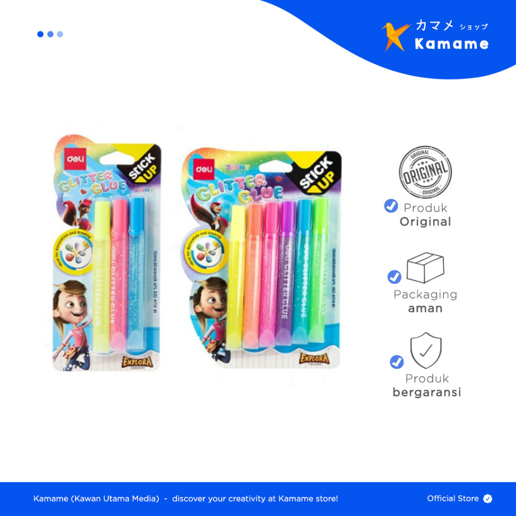 

Deli Explora Lem Glitter Glue - 3/6 Warna Neon 12ml - A71201/A71301X - Kamame