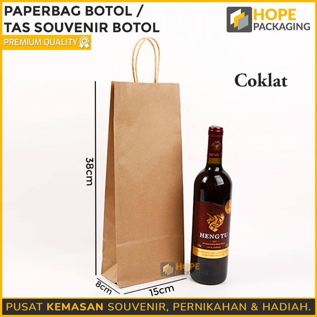 Paperbag Botol Wine / Tas Kertas Size : 38x15x8cm Tas Paperbag Souvernir Botol Minum  Kantong Kertas Warna Warni