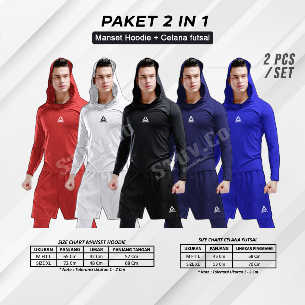 PAKET 2IN1 SETELAN OLAHRAGA MANSET HOODIE DAN CELANA FUTSAL 5 WARNA