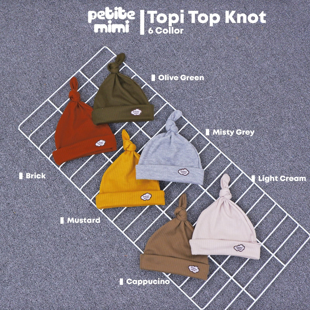 Topi Rib Reeb Knit PREMIUM Top Knot Newborn 0-6 Bulan Petite Mimi CBKS