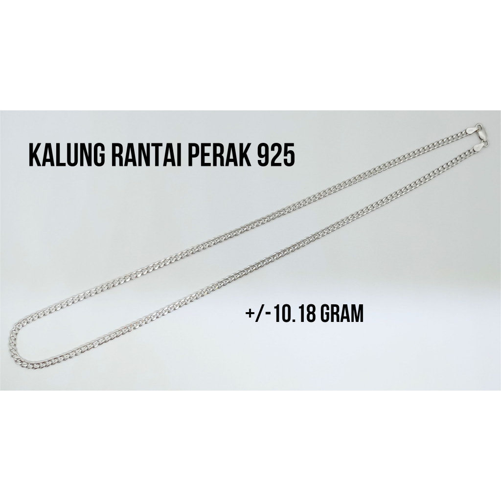 Kalung Rantai Perak 925 Lapis Emas Putih Estimasi Berat 10.18 gram