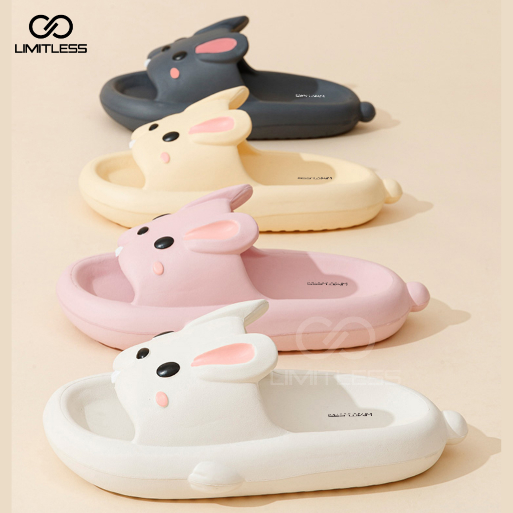 Sandal Rabbit Dewasa Selop Wanita Empuk Outdoor Sendal Wanita Kelinci Karakter Korean Style Terbaru 2023 Casual Kekinian