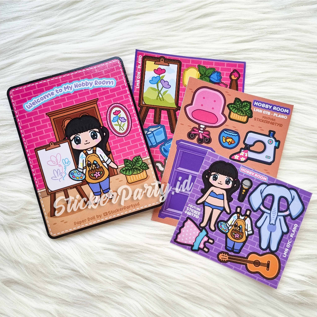 Sticker Party Buku Paper Doll Pink Hobby Room PDBOOK PDBOOK07 Ruang Hobi Koleksi Quiet Book Bongkar 