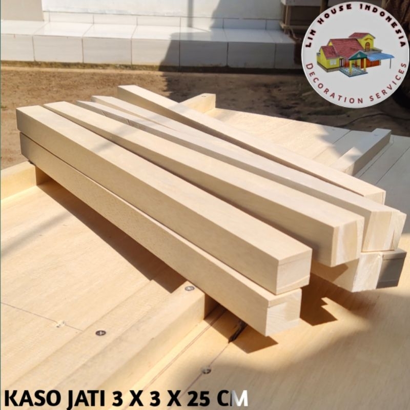 KASO KAYU JATI BELANDA KASO BALOK PERSEGI 3 x 3 x 25 CM