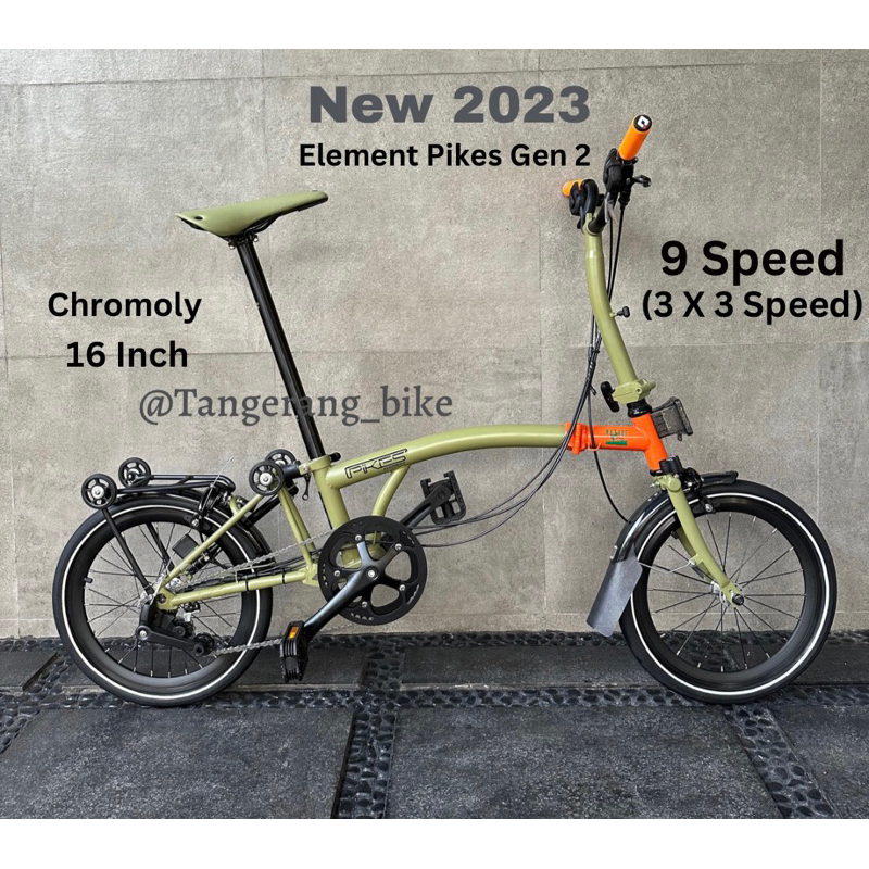 Sepeda Lipat Element Pikes Gen 3 New 9 Speed 16 Inch Like Brompthon