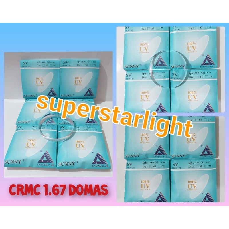 Lensa CRMC 1.67 Anti Radiasi Lensa minus super tipis merek DOMAS ORIGINAL H-INDEX 1.67