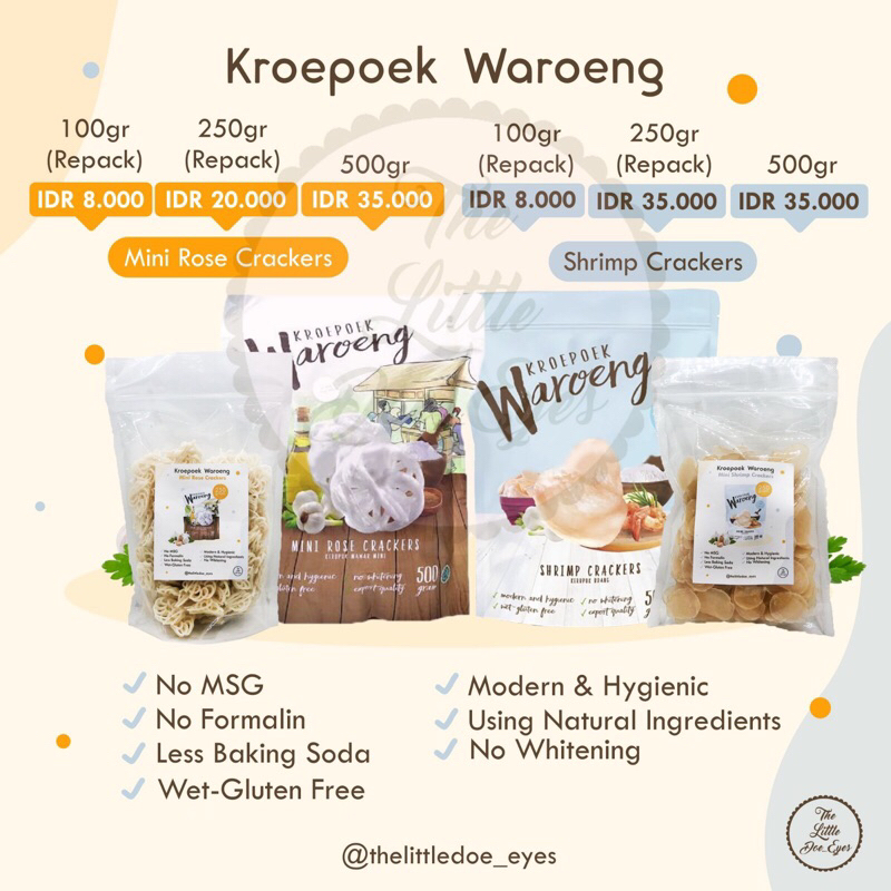Munching Queen Kroepoek Waroeng Mini Rose / Shrimp Crackers Kerupuk warung bunga mawar / udang