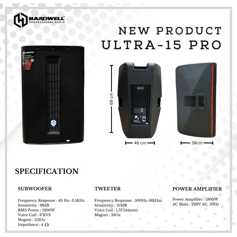 Speaker Aktif Hardwell Ultra 15 Pro Original Active HARDWELL ULTRA 15PRO 15 inch