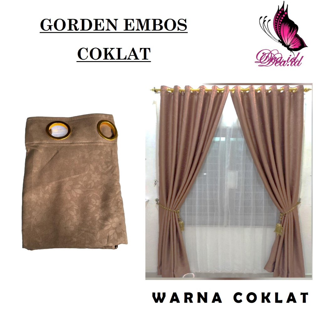 [DEASTORE] GORDEN PINTU JENDELA POLOS MOTIF EMBOS L 120 x P 220 CM - GORDYN HOMEMADE SMOKERING 12 LUBANG - HORDEN RUMAH MINIMALIS