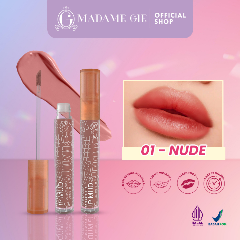 Madame Gie Lip Mud - Makeup Lipstick Velvet Multi-use Transferproof