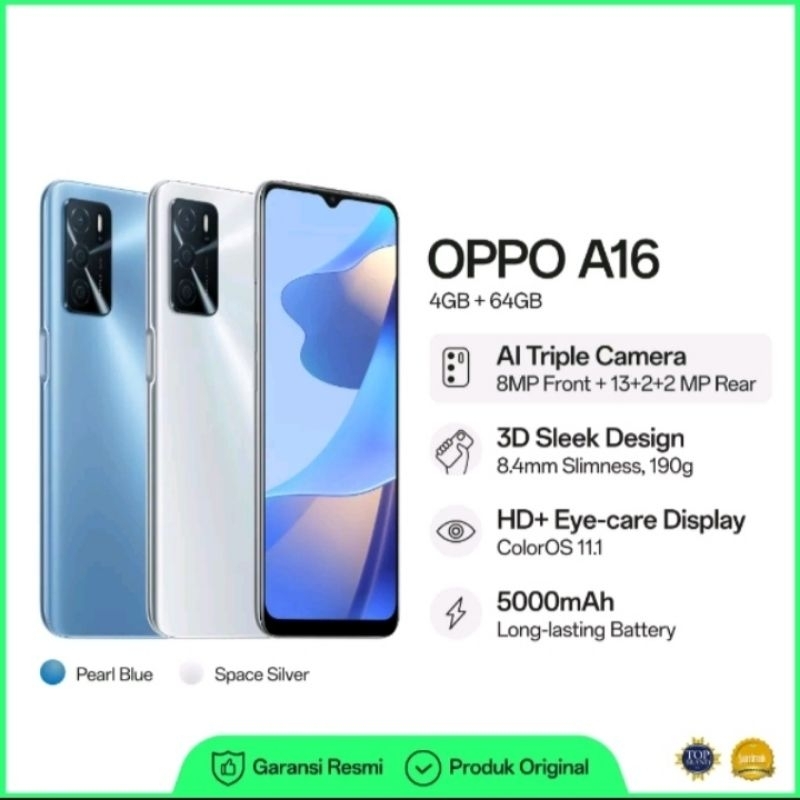 OPPO A16 RAM 4GB/64GB GARANSI RESMI