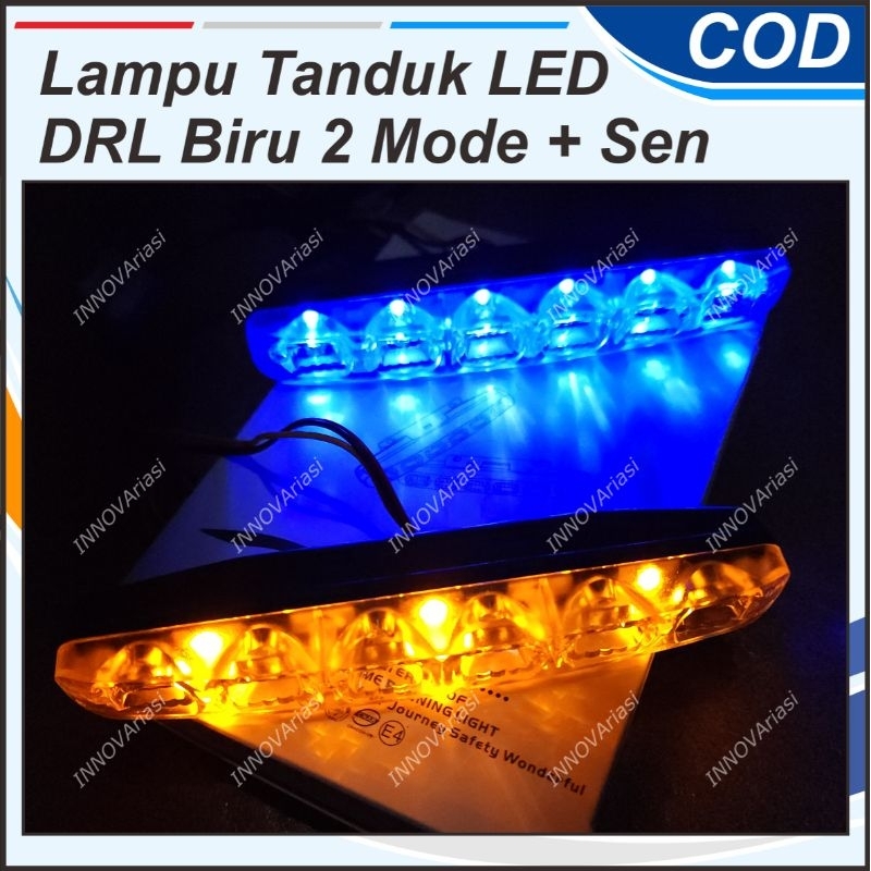 LAMPU TEMBAK SOROT DRL LED MOBIL 6 MATA TERANG PUTIH CRYSTAL TANDUK DEPAN GRIL BUMPER MOBIL WATERPRO