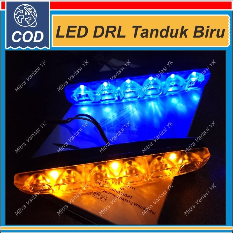 LAMPU TEMBAK SOROT DRL LED MOBIL 6 MATA TERANG PUTIH CRYSTAL TANDUK DEPAN GRIL BUMPER MOBIL WATERPRO