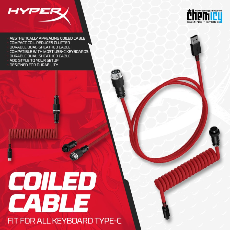 HyperX Coiled Cable Keyboards Type C Aesthetically Reduces Clutter