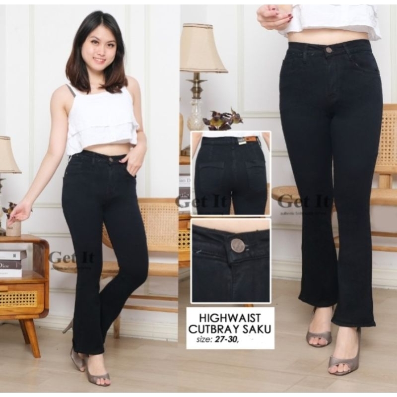 CELANA CUTBRAY HW  DENIM / HIGHWAIST KOREA JEANS WANITA CUTBRAY 27 - 30 / CKEY CUTBRAY HW SOFTJEANS 