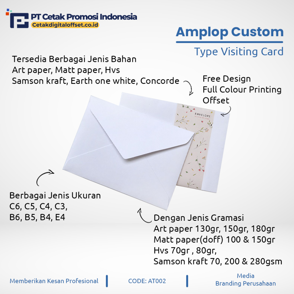 Cetak Amplop Type Visiting Card | Custom design amplop | Cetak amplop custom