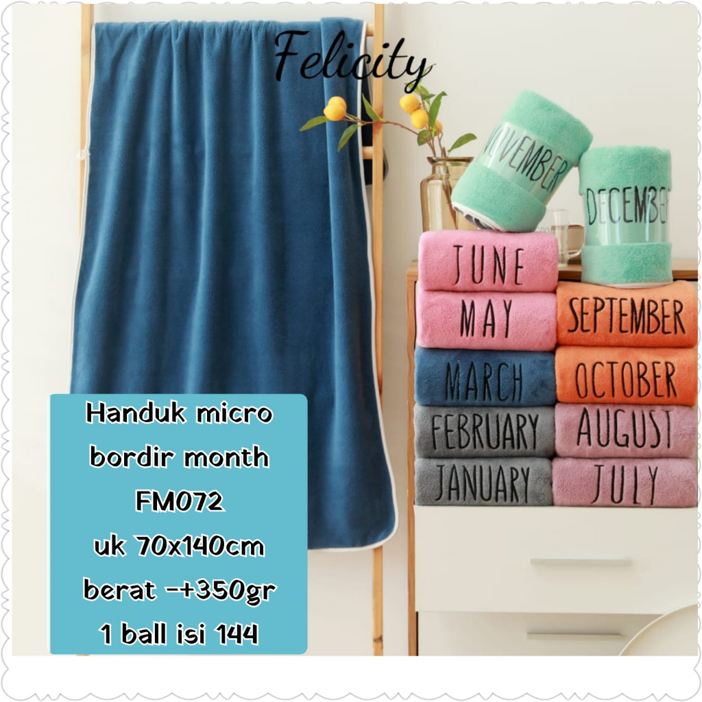 KUP - COD MURAH COD HANDUK MICROFIBER BORDIR NAMA BULAN UK DEWASA