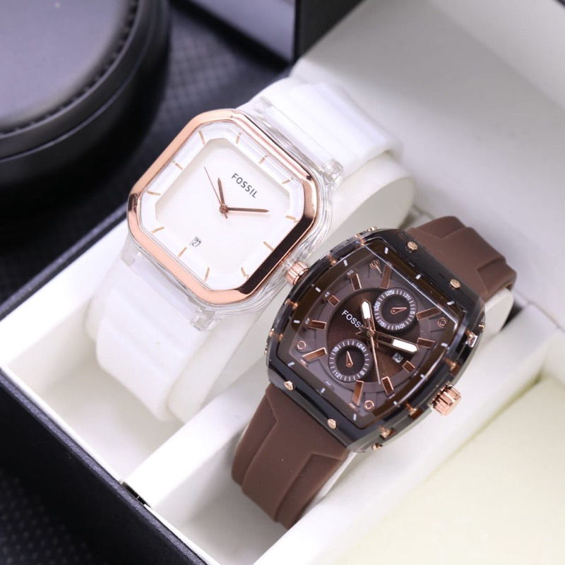 (Grosir)Jam Tangan Wanita Kado Paket Hemat Jam buy1 Get 1 Hp Crono 1+Hp Casual Tanggal Aktif Strap Rubber/Karet(Terima Cod)Dikirim Jakarta)Super Murah