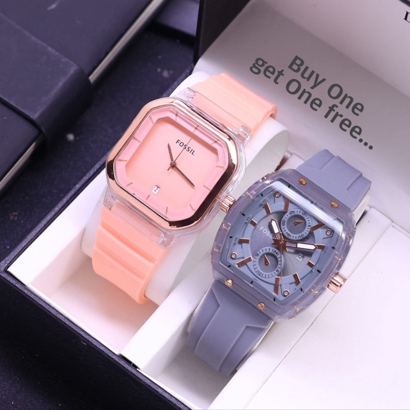 (Grosir)Jam Tangan Wanita Kado Paket Hemat Jam buy1 Get 1 Hp Crono 1+Hp Casual Tanggal Aktif Strap Rubber/Karet(Terima Cod)Dikirim Jakarta)Super Murah