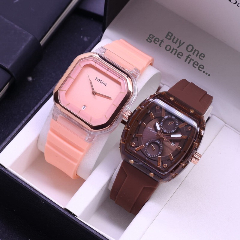 (Grosir)Jam Tangan Wanita Kado Paket Hemat Jam buy1 Get 1 Hp Crono 1+Hp Casual Tanggal Aktif Strap Rubber/Karet(Terima Cod)Dikirim Jakarta)Super Murah