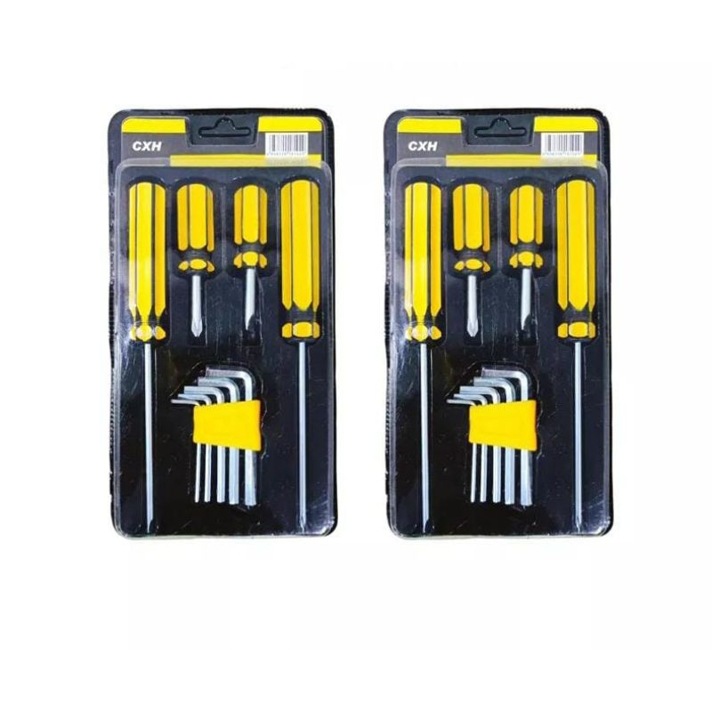 Set Obeng + Kunci L / Paket Obeng Set Kunci L Tools isi 9 pcs Obeng + Kunci L