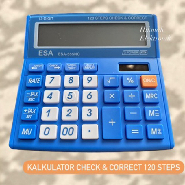 

Kalkulator Esa 555NC check correct 120 steps 12 digits