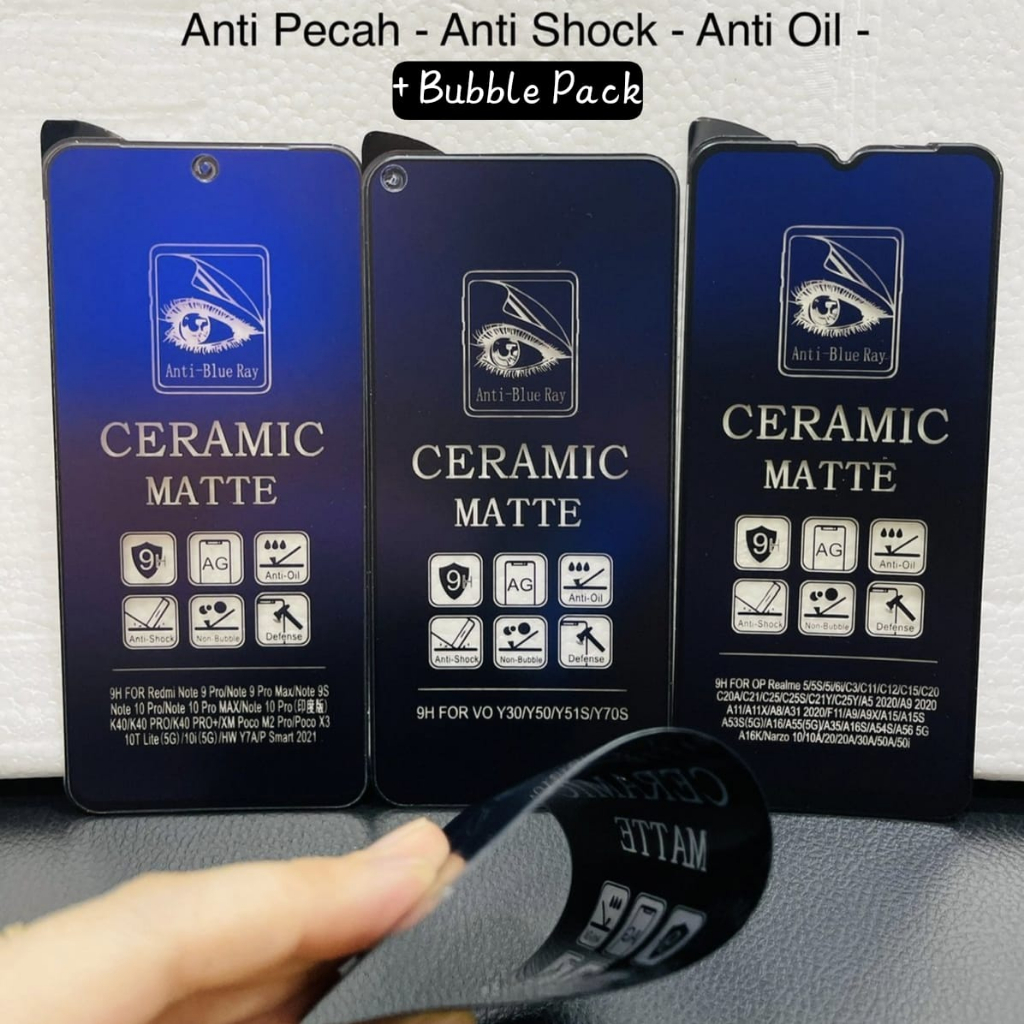 TG Ceramic Blue Realme C53 Tempered Glass Anti Pecah Anti Radiasi