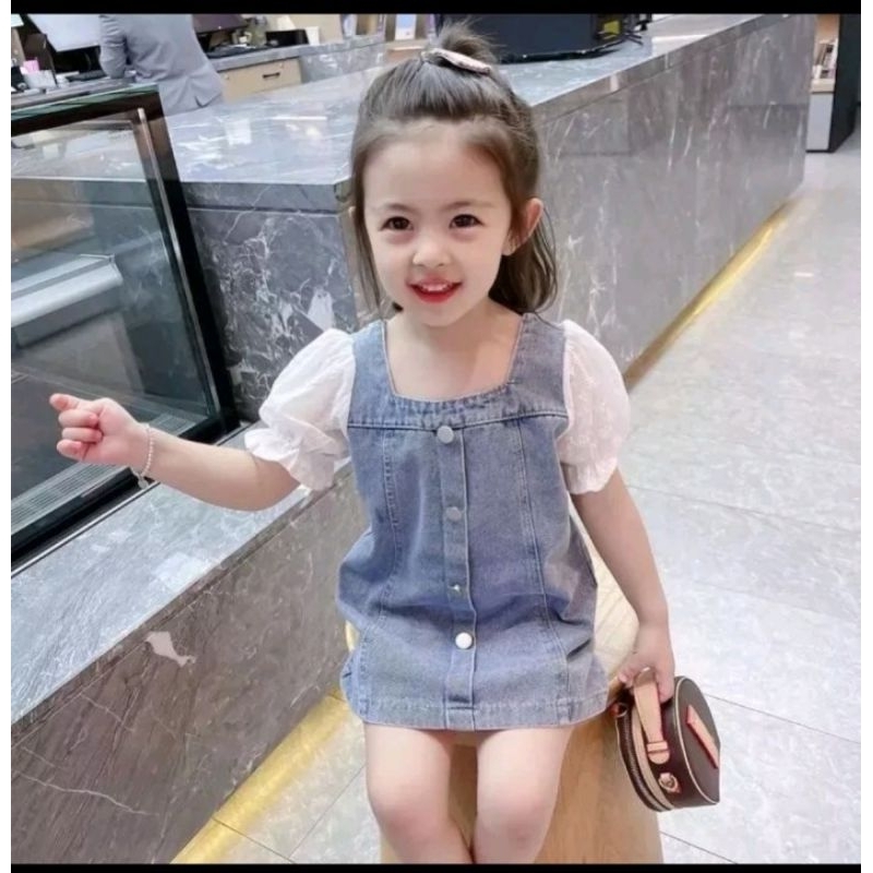 FANY DRESS  ANGELA JEANS KOREA USIA 2-5 TAHUN