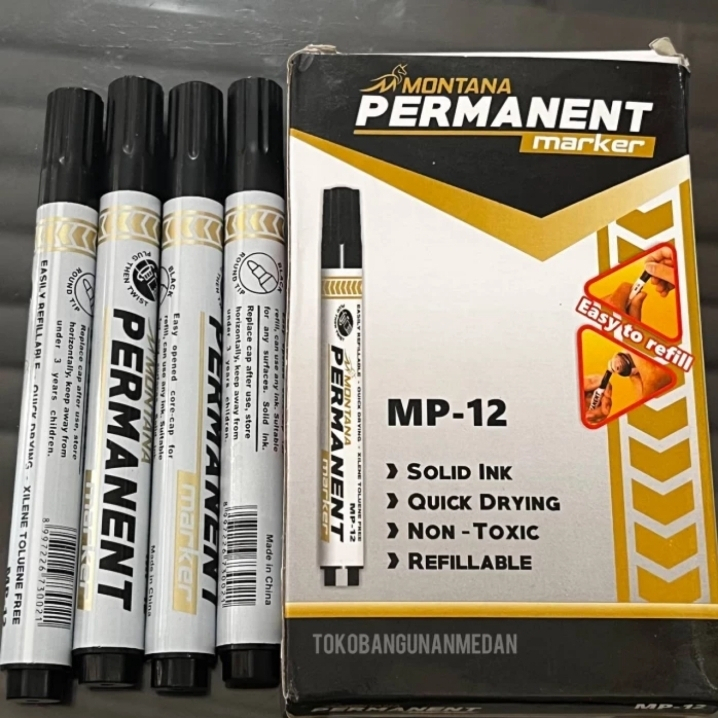 

SPIDOL PERMANENT MARKER MONTANA MP-12 HARGA 1 KOTAK ISI 12 PCS