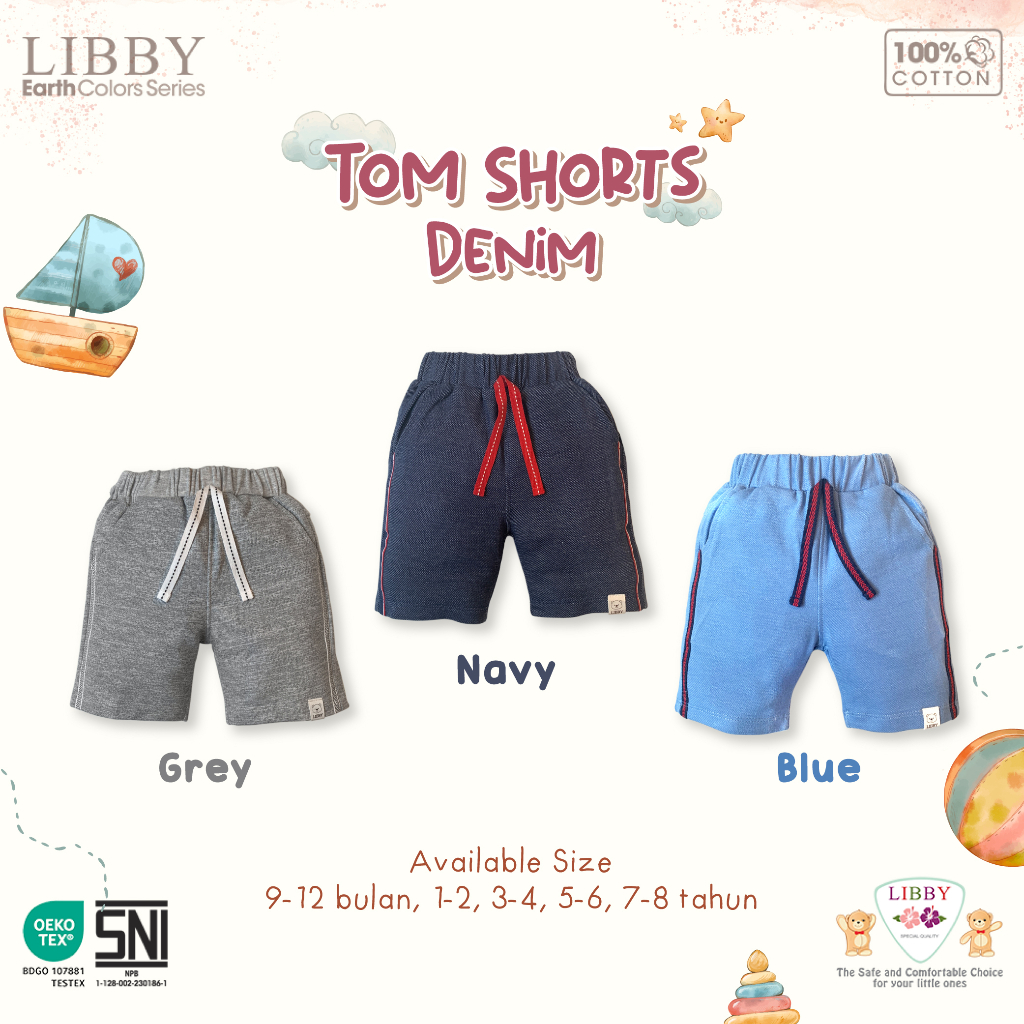 LIBBY Earth Colour Celana Tom Short Denim - Celana Pendek Bayi &amp; Anak