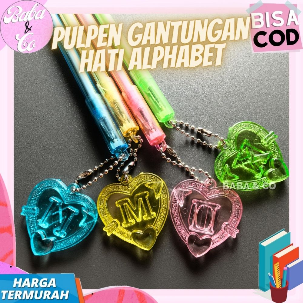 

PULPEN GANTUNGAN HATI ALPHABET UNIK LUCU PEN GROSIR GANTUNGAN LOVE COD