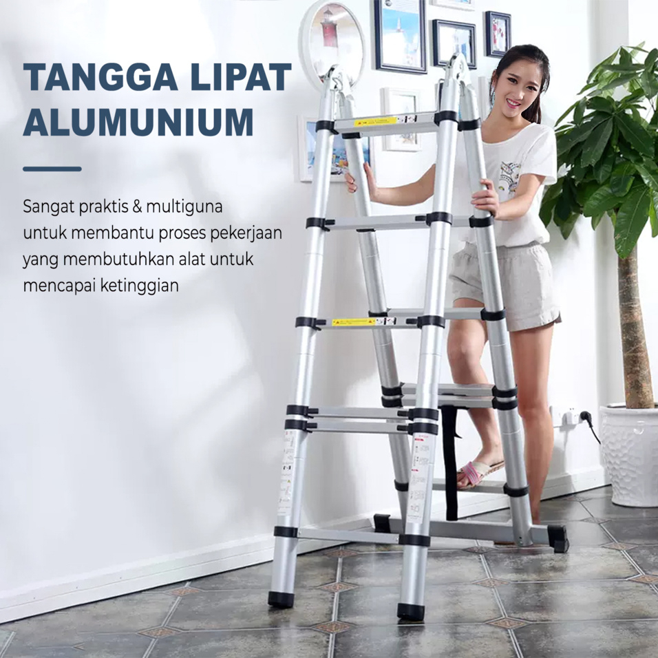 Tangga Teleskopik Aluminium Lipat Tangga Lipat Double Telescopic Ladder 190CM WH66