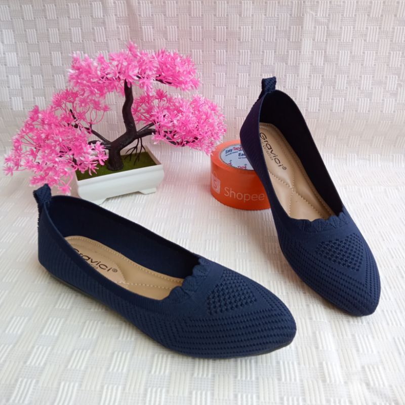 Sepatu Flat Wanita DEO 35, Sepatu Flat Rajut Wanita, Sepatu Kekinian