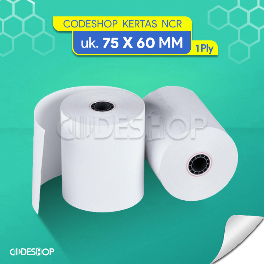 

Codeshop Kertas Struk NCR 75 x 60 MM 1 Ply Printer Dot Matrix