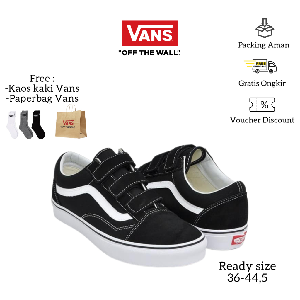 Vans Oldskool Velcro Black White Original