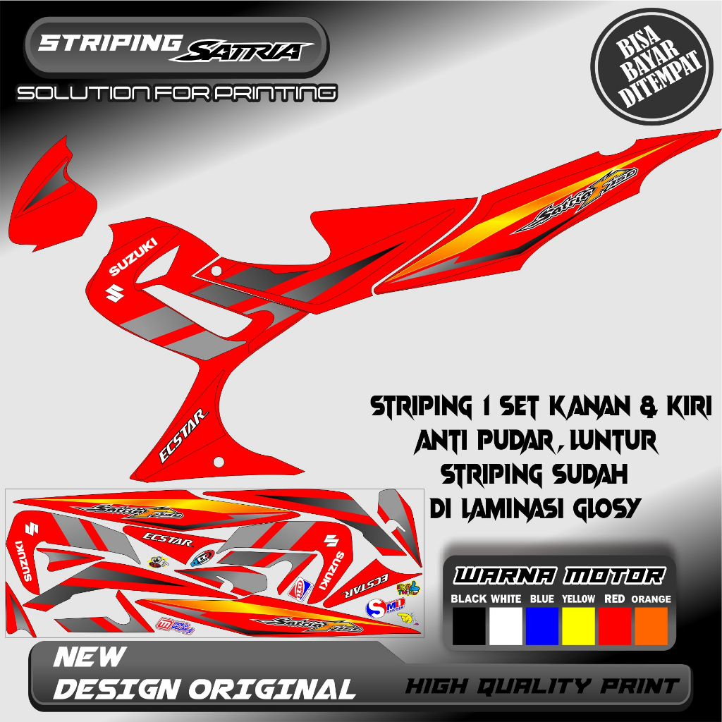 STICKER VARIASI MOTOR SUZUKI SATRIA FU BARONG MODEL STRIPING