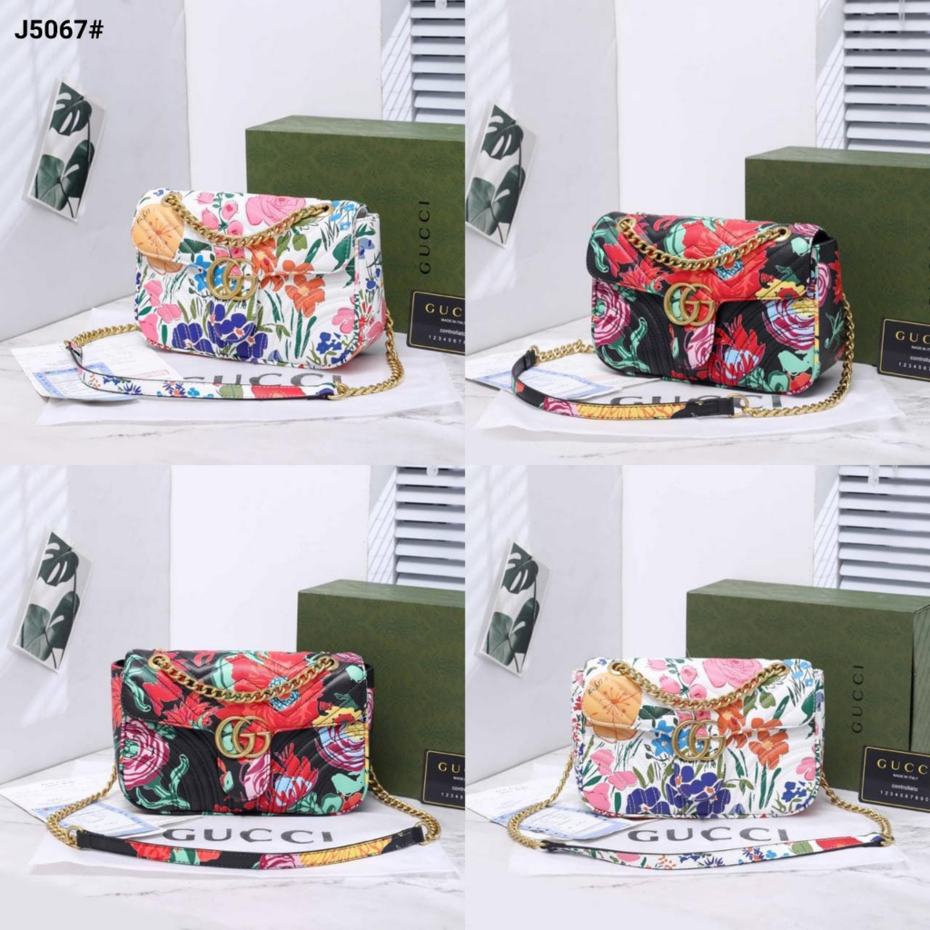 Tas Gucci GG Marmont Ken Scott Print Flower Shoulder Bag Include Magnet Box Gucci J5067 ASD 94 batam