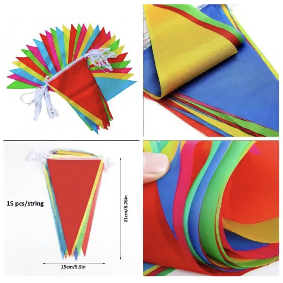 BENDERA SEGITIGA WARNA WARNI / BENDEDA SEGITIGA KAIN / BENDERA SEGITIGA MERAH PUTIH / BUNTING FLAG