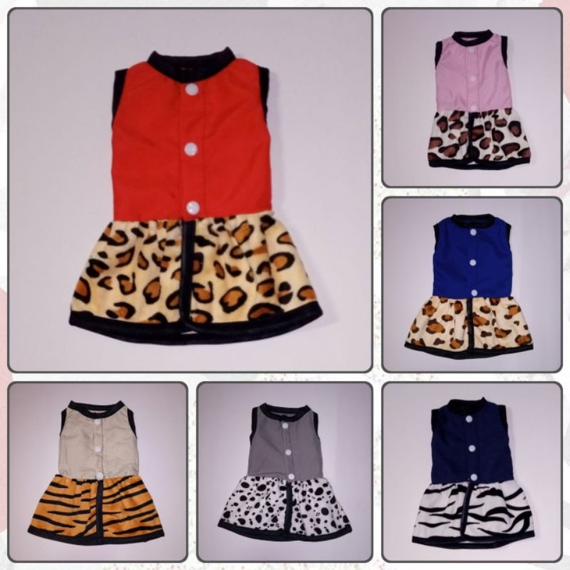 Baju kucing Kombinasi Rok Animal