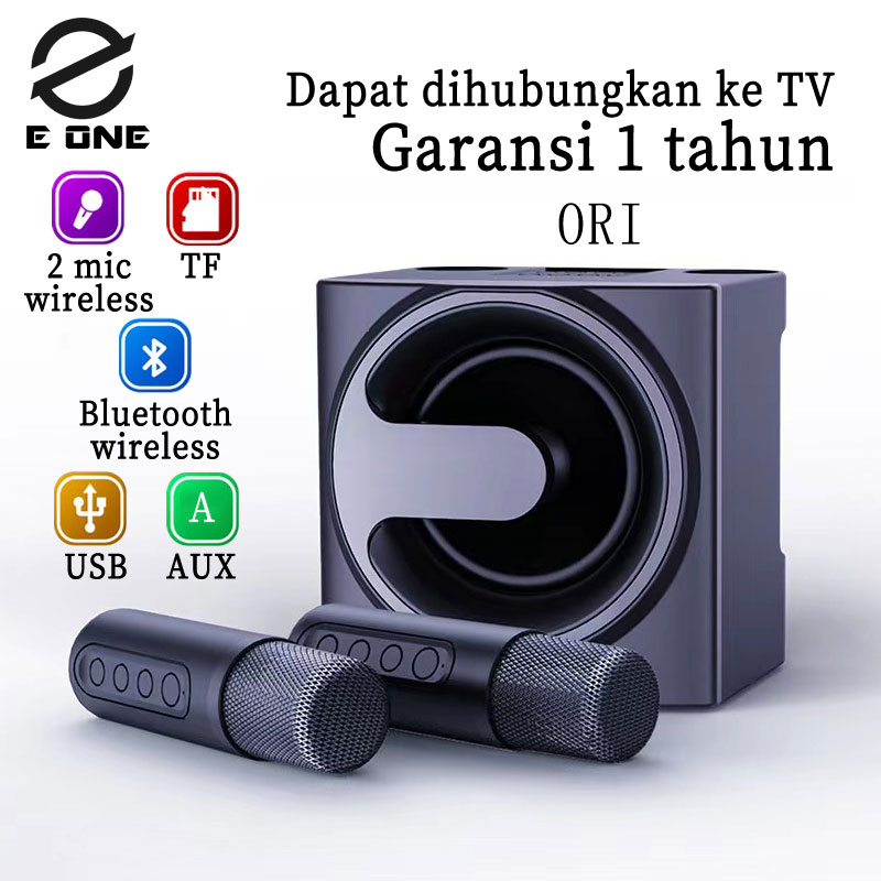 E ONE karaoke speaker bluetooth ori portable wireless 2 mic (Produk peningkatan baru) - Garansi 1 tahun