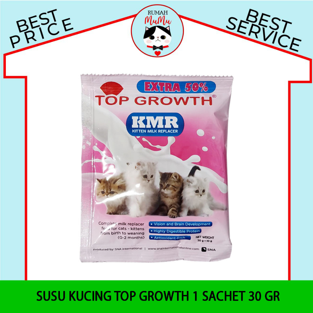 SUSU ANAK KUCING &amp; KUCING DEWASA TOP GROWTH 1 SACHET 30 GR