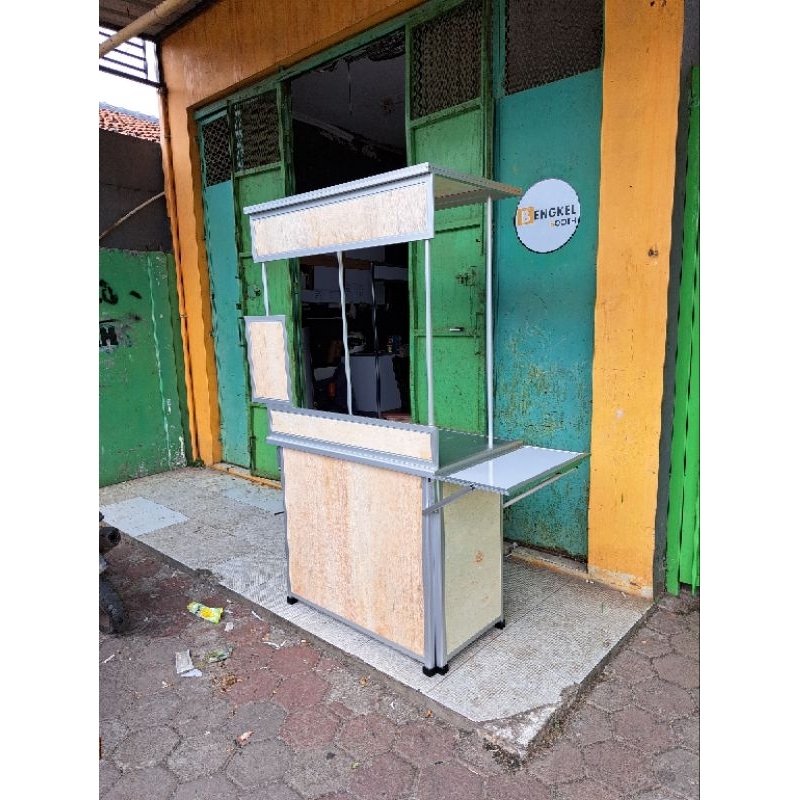 Booth Lipat Portable + Atap + Pintu + Meja Lipat Body Triplek