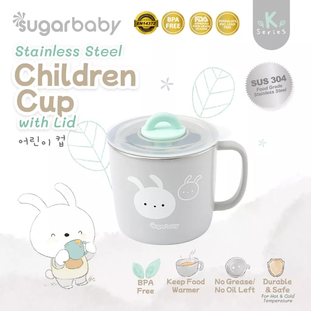 Sugarbaby Stanless Steel Cup with Lid | Gelas Cangkir Minum Anak Tutup