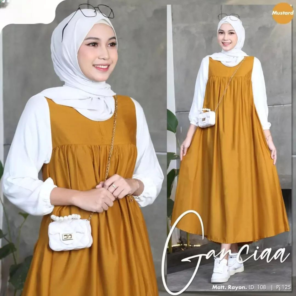 Baju Gamis Wanita Terbaru Livy Dress Gamis Remaja Kekinian Korean Style Sleting Belakang Stwo